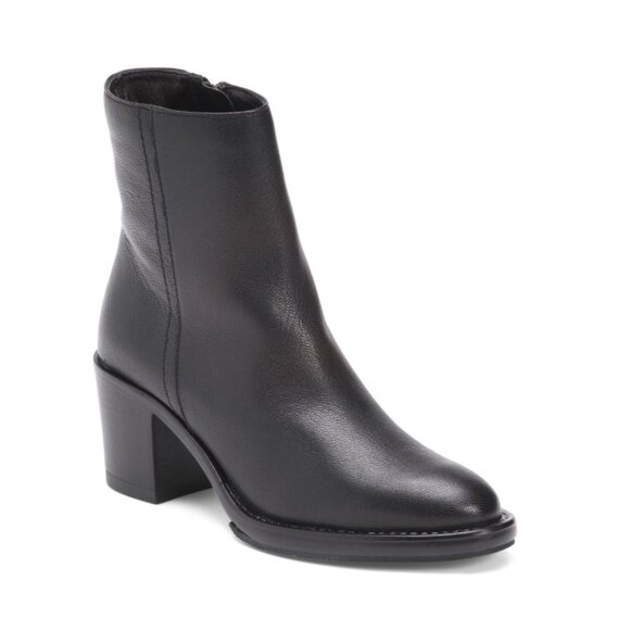 MIRROR Black Leather Pebbled Booties - Picture 1 of 2